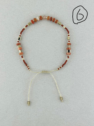 Semi-precious stones with miyuki beads Adjustable Bracelet(7 colors）