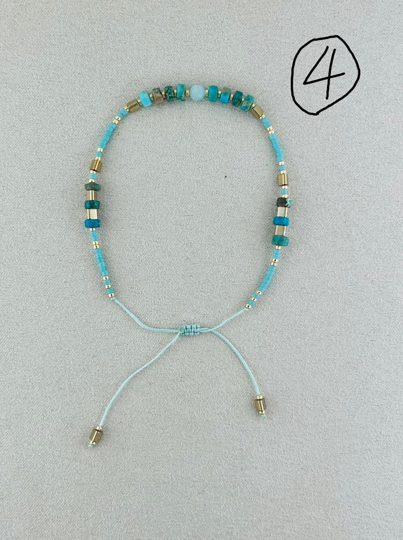 Semi-precious stones with miyuki beads Adjustable Bracelet(7 colors）