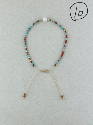 Semi-precious stones with miyuki beads Adjustable Bracelet(13 colors)