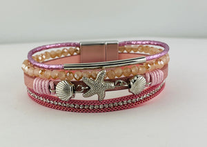 "starfish shell" leather magnetic bracelet