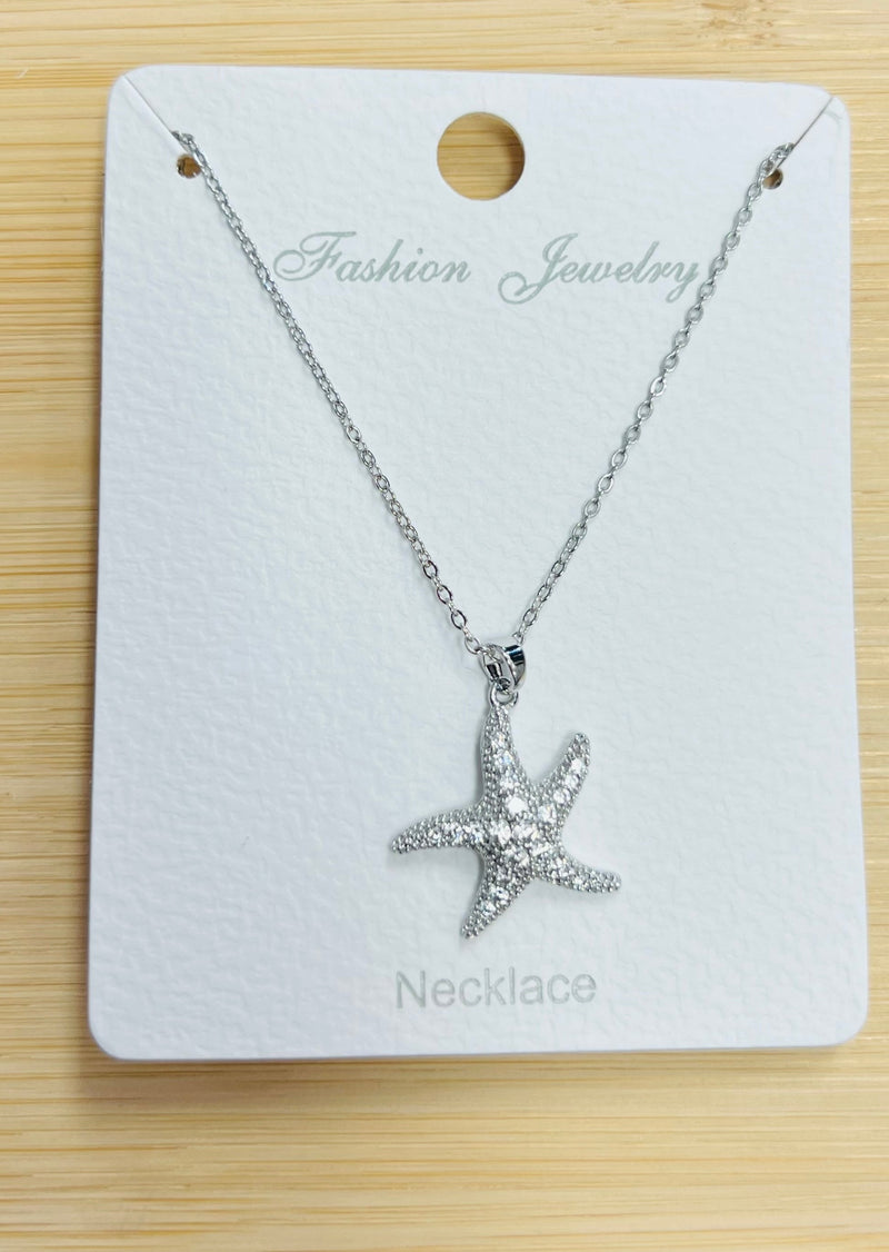 "Starfish" C.Z Crystal adjustable chain necklace