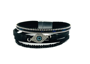 "Evil Eye" Leather magnetic bracelet