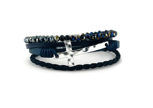 "Cross" leather magnetic bracelet