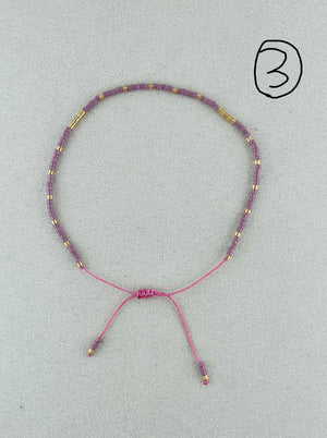 Semi-precious stones with miyuki beads Adjustable Bracelet (7 colors)