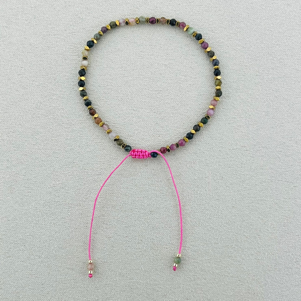 Semi-precious stones with miyuki beads Adjustable Bracelet (8 colors)