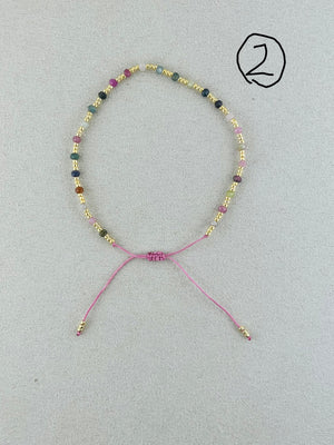 Semi-precious stones with miyuki beads Adjustable Bracelet(*10 colors)