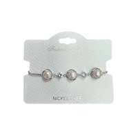 Freshwater Pearl C.Z Crystal Adjustable Chain Bracelet