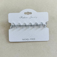 C.Z Rhodium Plated Crystal adjustable Bracelet