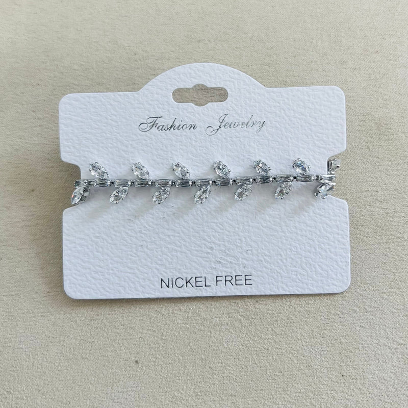 C.Z Rhodium Plated Crystal adjustable Bracelet
