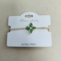 C.Z Rhodium Plated Crystal adjustable Bracelet