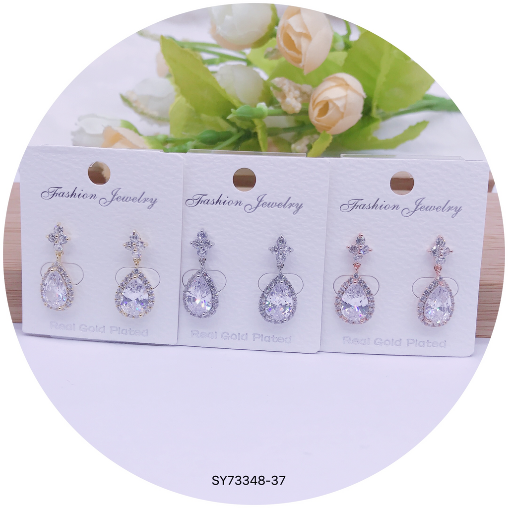 C.Z Rhodium Plated Crystal Earring