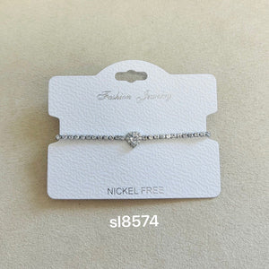 C.Z Rhodium Plated Crystal adjustable Bracelet