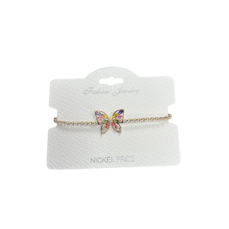 "Butterfly" C.Z Crystal Adjustable Chain Bracelet