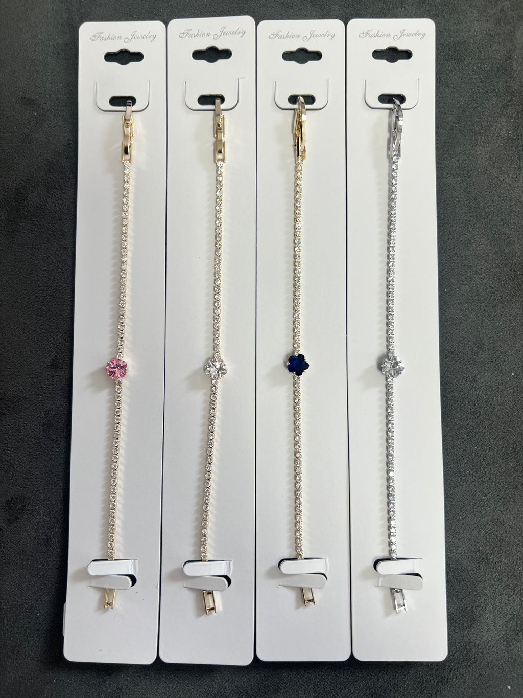 Flower Charm Elegant C.Z Crystal Tennis Bracelets - Adjustable Crystal Chain