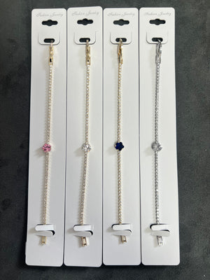 Flower Charm Elegant C.Z Crystal Tennis Bracelets - Adjustable Crystal Chain