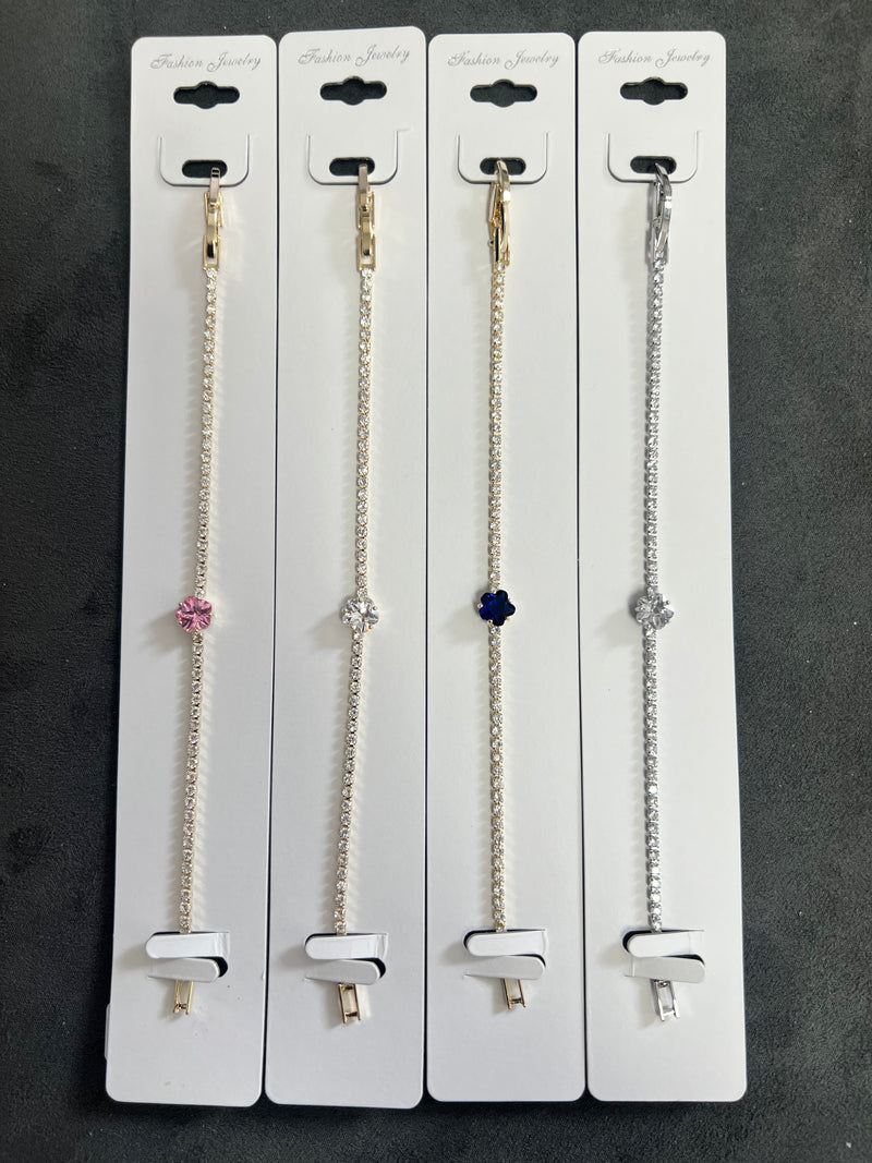 Flower Charm Elegant C.Z Crystal Tennis Bracelets - Adjustable Crystal Chain