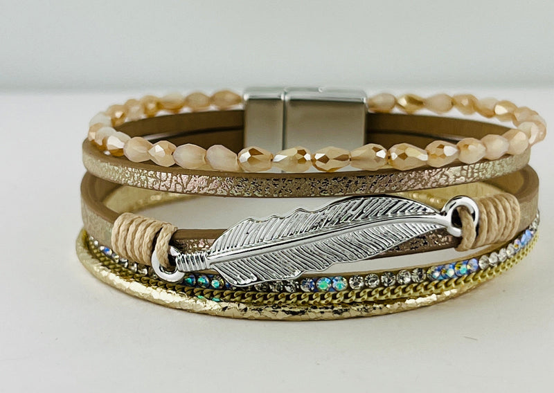 “leaf” Leather magnetic bracelet
