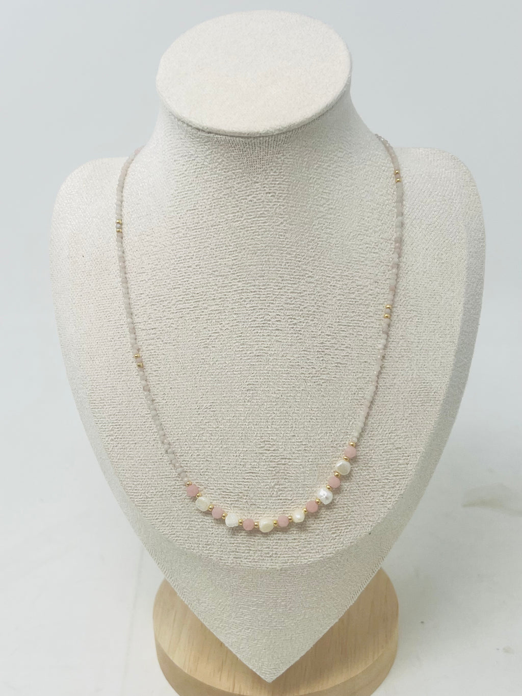 Semi-precious Stone with Miyuki beads with Pearl(light pink)