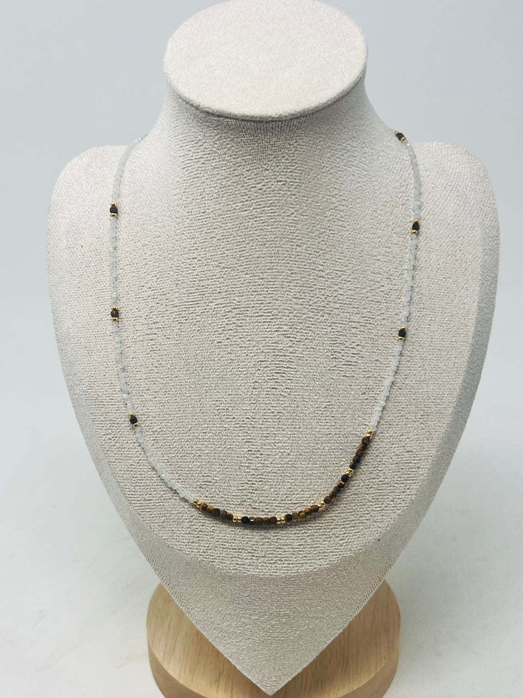 Semi-precious stone with Miyuki beads necklace(brown)