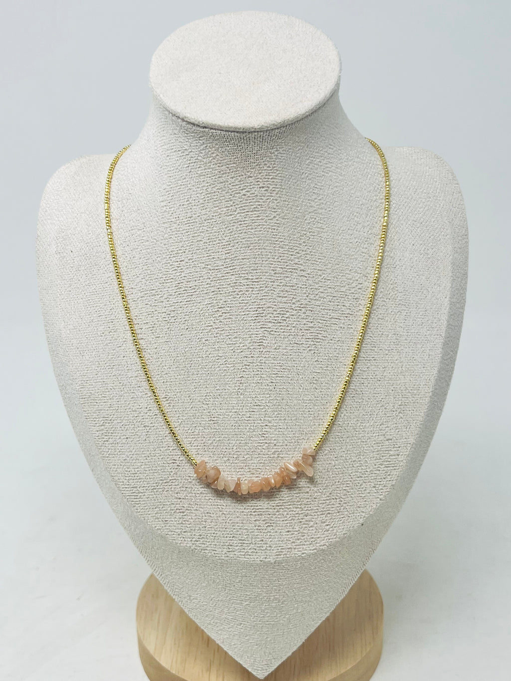 Gold Chain Necklace with Beads(peach)