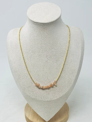Gold Chain Necklace with Beads(peach)