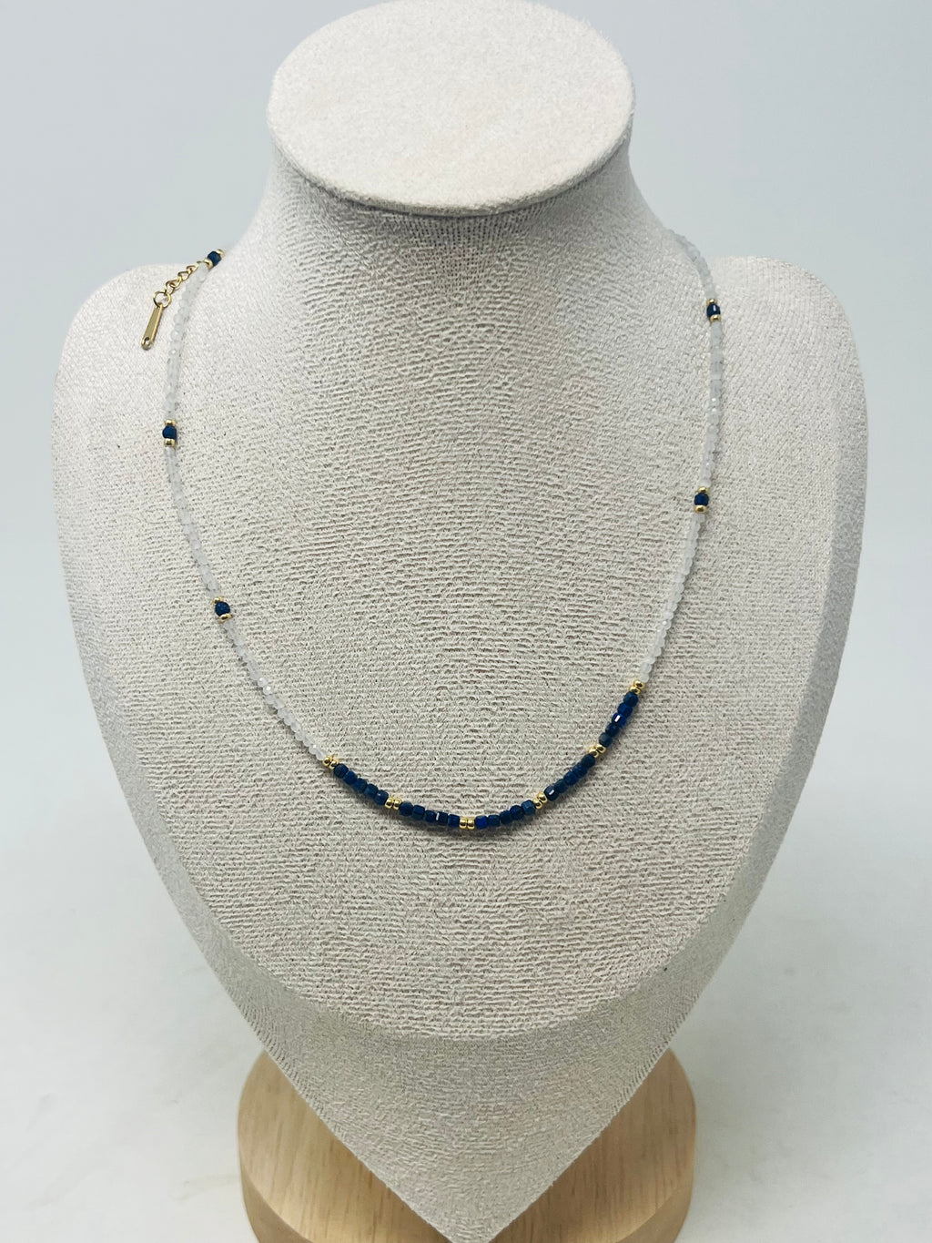 Semi-precious stone with Miyuki beads necklace(navy)