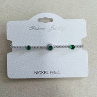 C.Z Rhodium Plated Crystal adjustable Bracelet