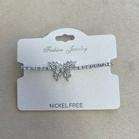 C.Z Rhodium Plated Crystal adjustable Bracelet