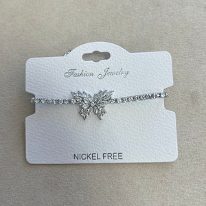 C.Z Rhodium Plated Crystal adjustable Bracelet