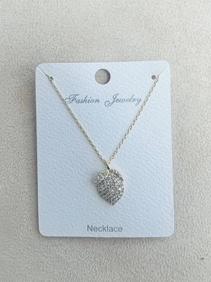 C.Z Rhodium Plated Pendant Necklace
