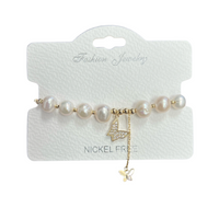 "Butterfly" Freshwater Pearl C.Z Crystal Adjustable Bracelet