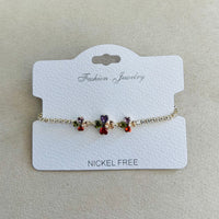 C.Z Rhodium Plated Crystal adjustable Bracelet