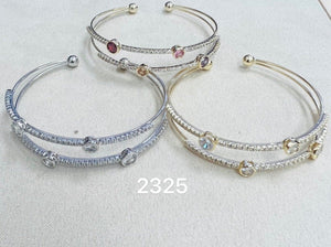 C.Z Rhodium Plated Cuff bracelet