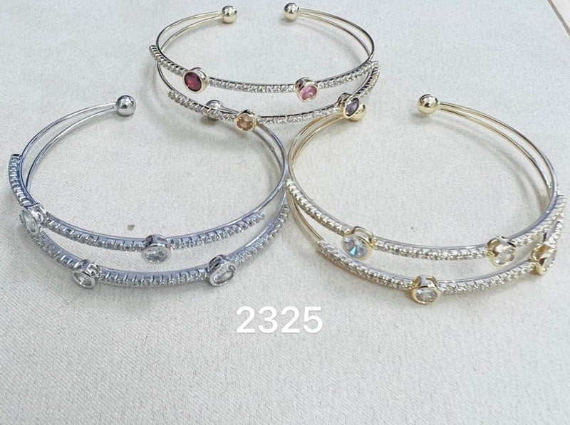 C.Z Rhodium Plated Cuff bracelet