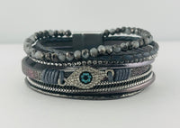 "Evil eye" Leather magnetic bracelet