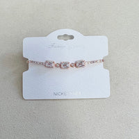 C.Z Rhodium Plated Crystal adjustable Bracelet