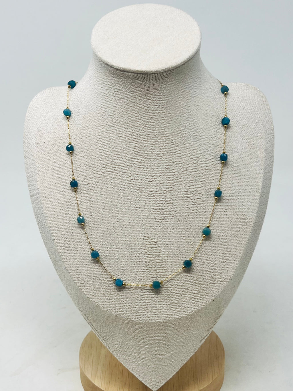 Stainless Steel Gold Chain Necklace with crystal(apatite)