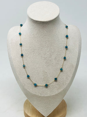 Stainless Steel Gold Chain Necklace with crystal(apatite)