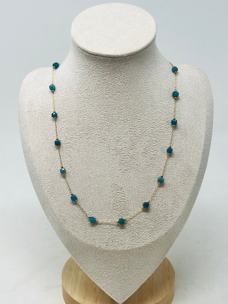 Stainless Steel Gold Chain Necklace with crystal(apatite)