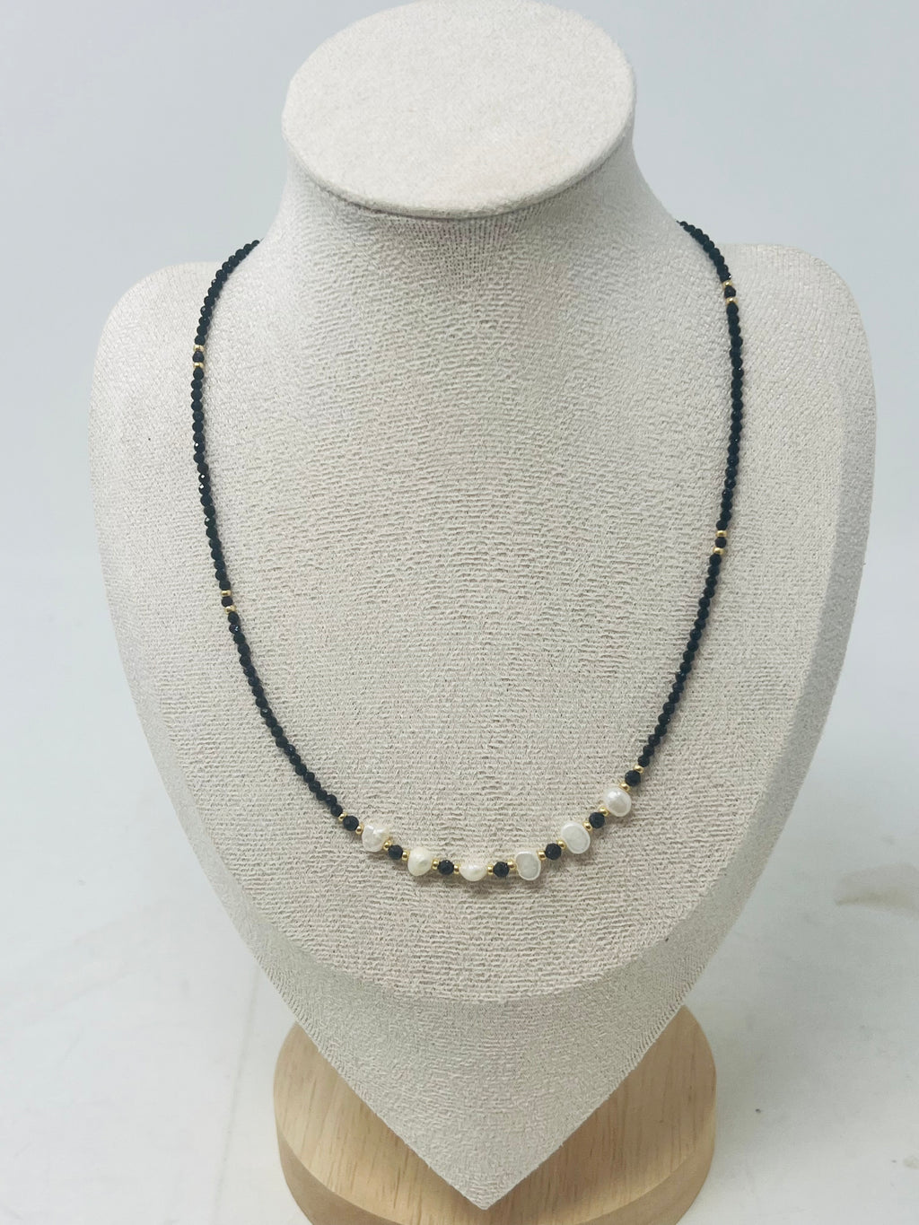 Semi-precious Stone with Miyuki beads with Pearl(black)