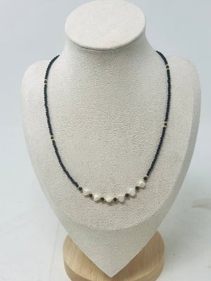 Semi-precious Stone with Miyuki beads with Pearl(black)