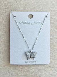 "butterfly" C.Z Rhodium Plated Pendant Necklace