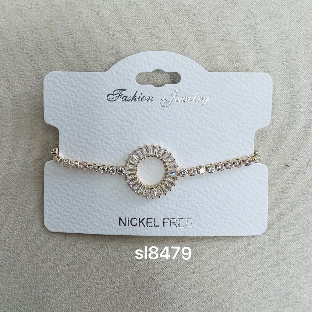 C.Z Rhodium Plated Crystal adjustable Bracelet