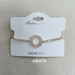 C.Z Rhodium Plated Crystal adjustable Bracelet