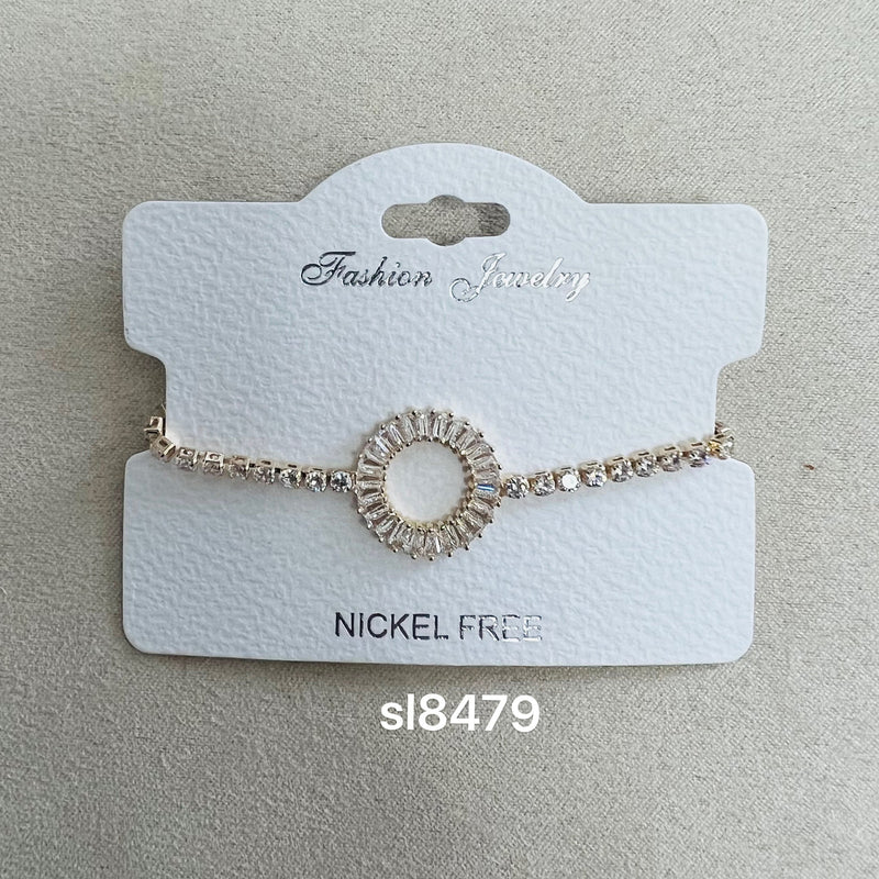 C.Z Rhodium Plated Crystal adjustable Bracelet