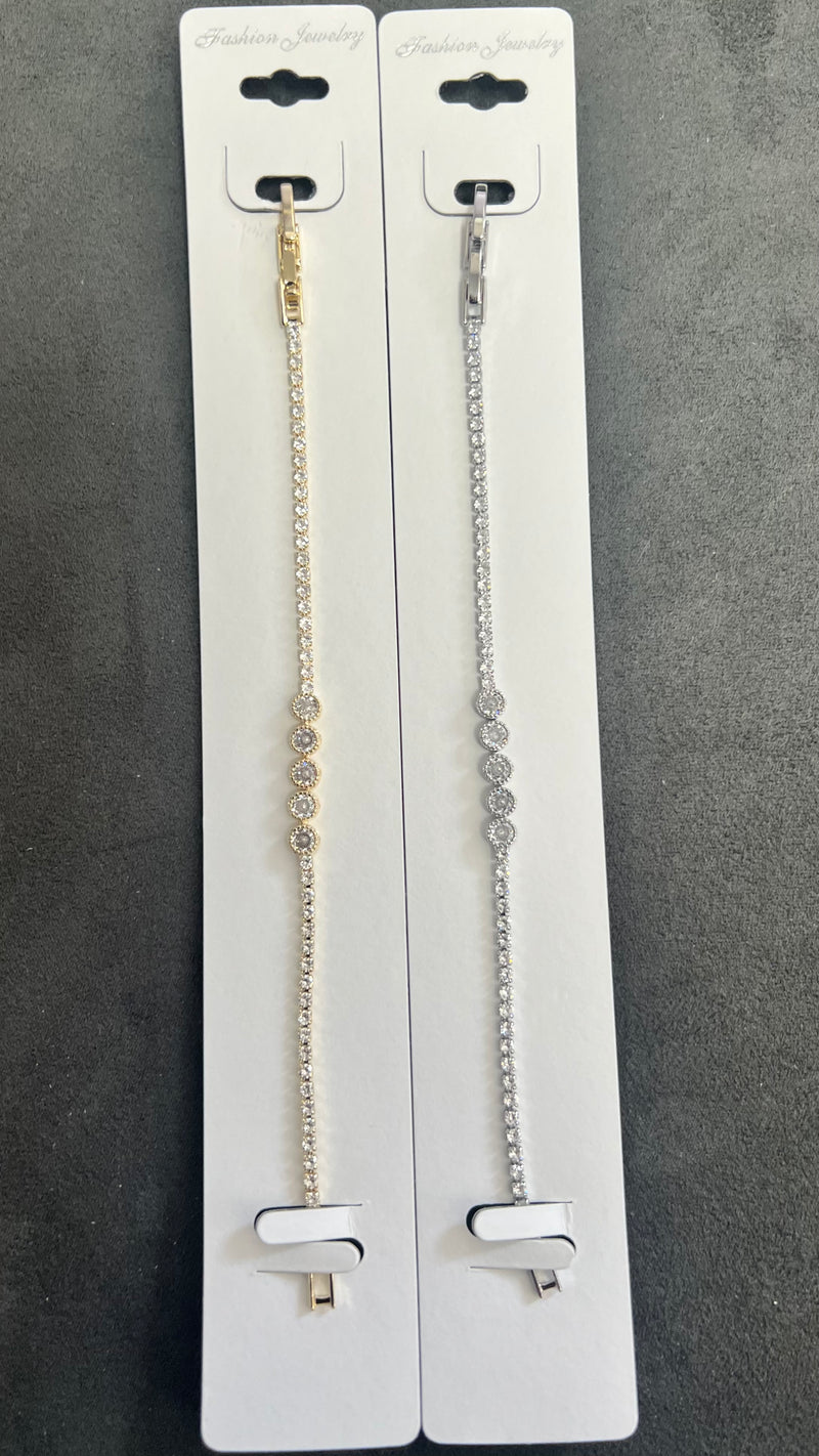 C.Z Crystal Tennis Bracelets-Adjustable Chain