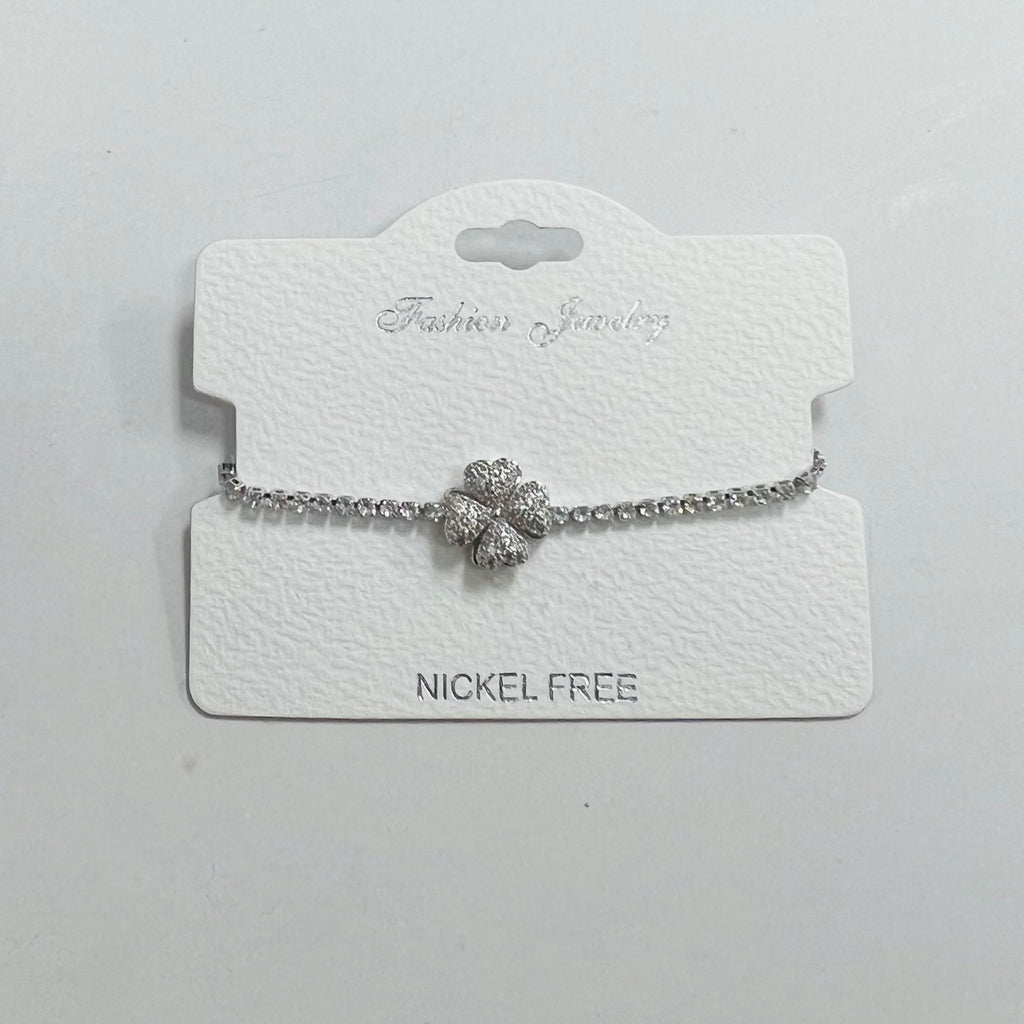 "Spin"  C.Z Rhodium Plated Crystal adjustable Bracelet