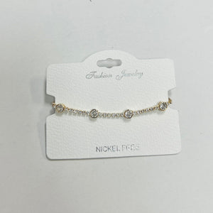 C.Z Rhodium Plated Crystal adjustable Bracelet