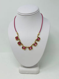 crystal short chain necklace(square) 5 colors