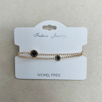 C.Z Rhodium Plated Crystal adjustable Bracelet